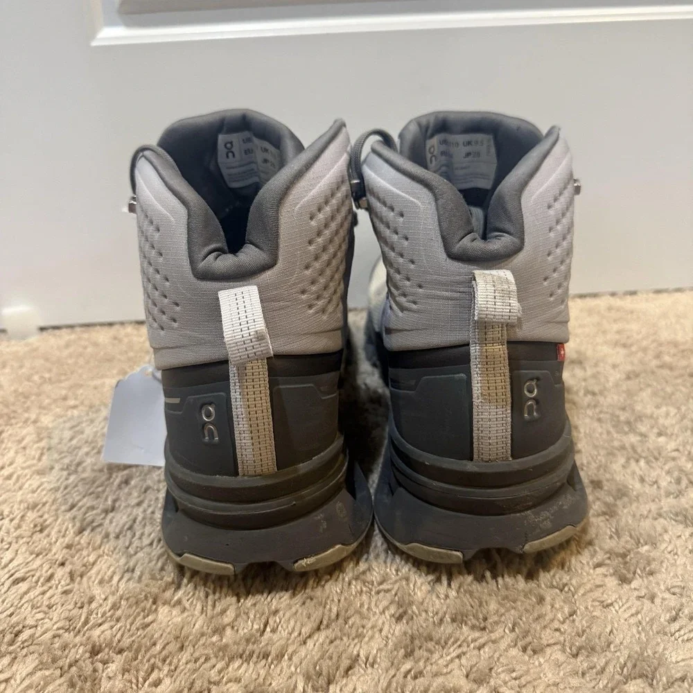 On Boots Mens Size 10 Gray Waterproof Hiking Trail Missiongrip Ankle Outdoor